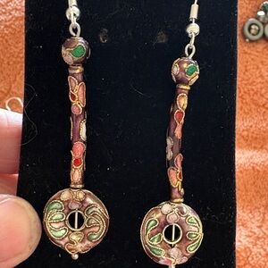 Hand Crafted Cloisonné Dangle Earrings